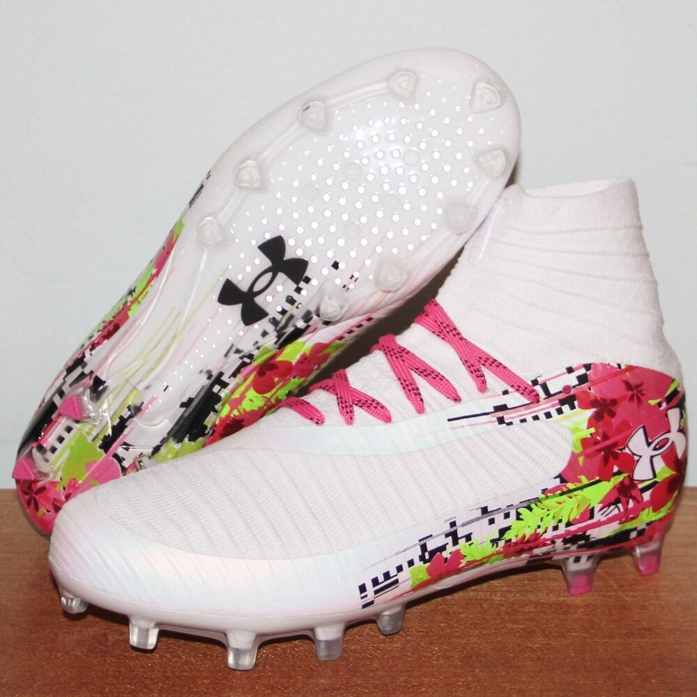 Under Armour Highlight Pro LE Lacrosse Cleats Womens 8 Men 6.5 White Pink Floral